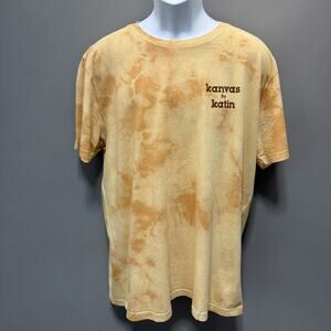 Katin T-Shirt Men's Sz XL Kanvas Logo Huckberry Surf Beach Casual Tan Tie Dyed